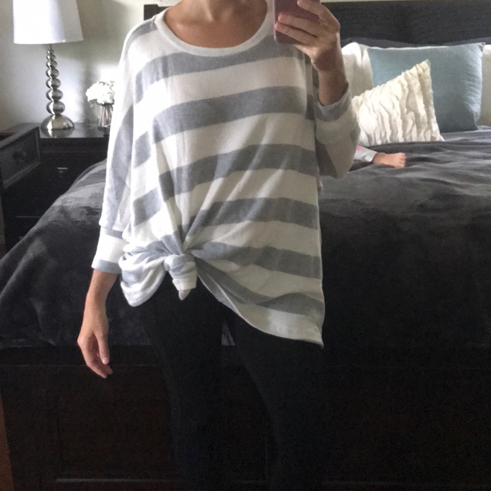 Cozy Soft Striped brushed knit long sleeve top - Picture 7 of 8